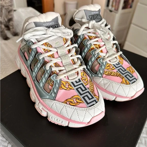 Versace | Shoes | Versace Trigreca Sneakers Whitepink | Poshmark